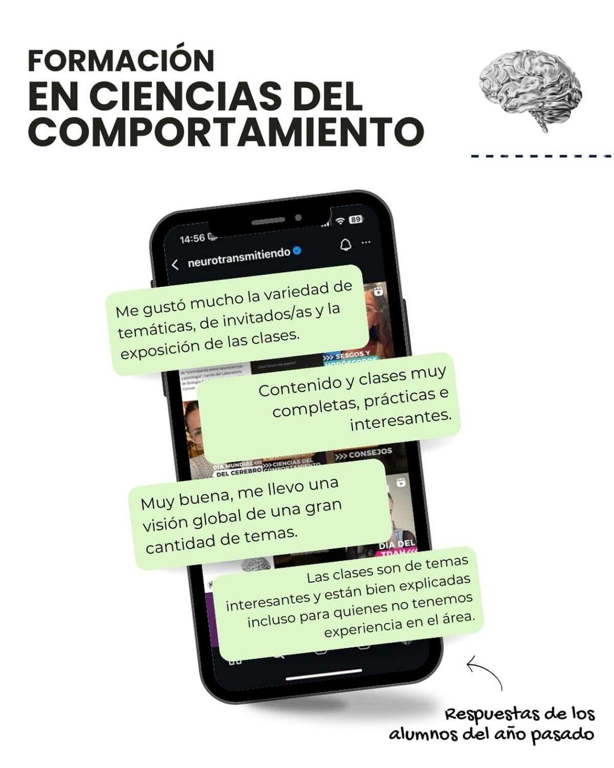 El año pasado le pedimos a los alumnos de la Formación en Cs del Comportamiento completen un forms sobre que les pare